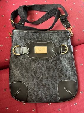 Michael Kors Black Logo Crossbody with Gold Hardware